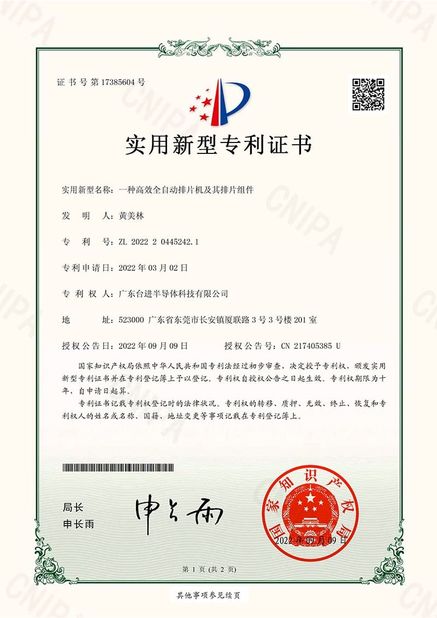 China Guangdong Taijin Semiconductor Technology Co., Ltd Certificações